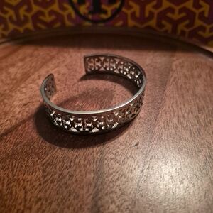Tory Burch Silver Cuff Bracelet Double T Design